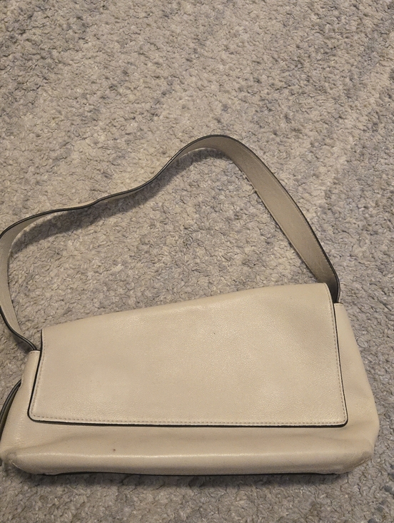 STAUD Cream Leather Valerie Baguette Shoulder Bag - Minimalist Chic - Picture 2 of 16